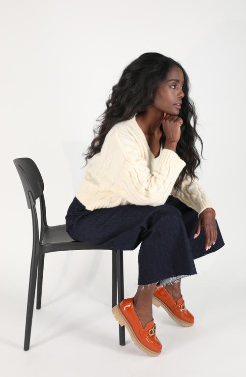 Naot Fremont Platform Loafer In Burnt Orange Patent Leather