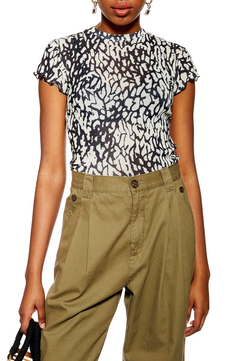 Topshop Splodge Abstract Mesh Top, Main, color, 