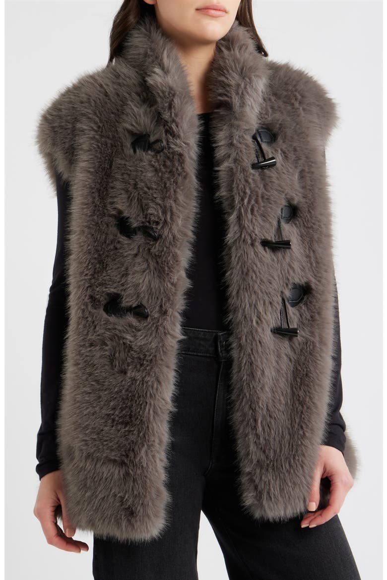 Faux Fox Fur Vest, Alternate, color, TAUPE