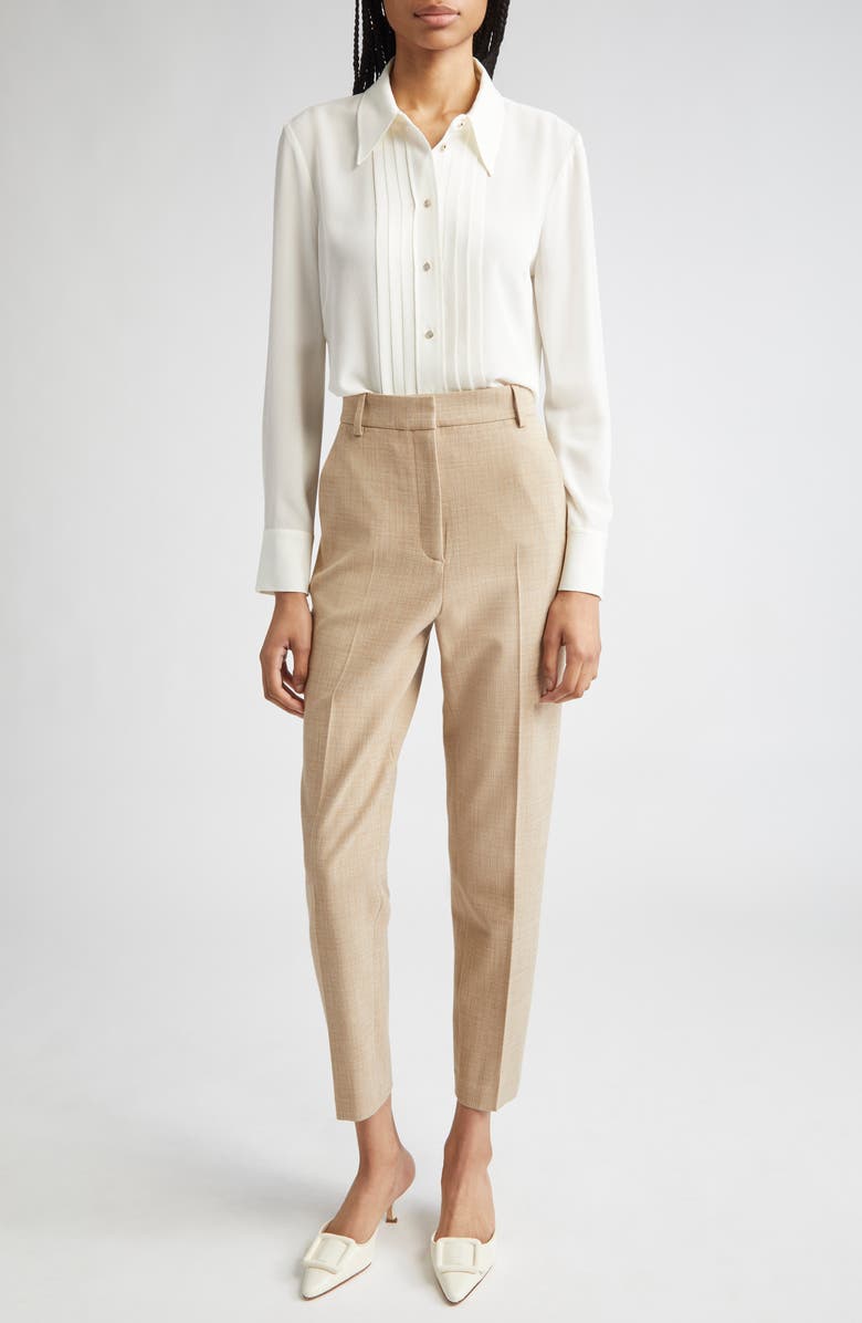ST. JOHN Heathered Stretch Suiting Ankle Pants, Alternate, color, Acorn/ Haze Gray Multi
