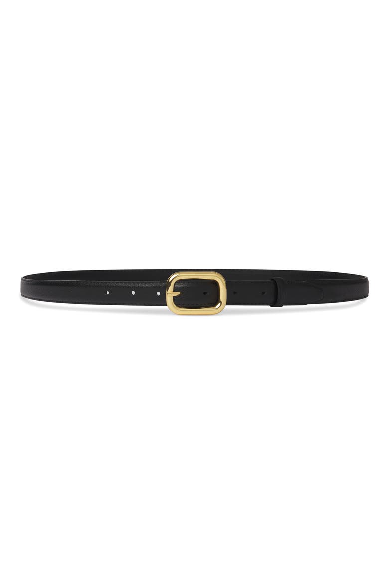 The Rounded Buckle Leather Belt, Main, color, BLACK
