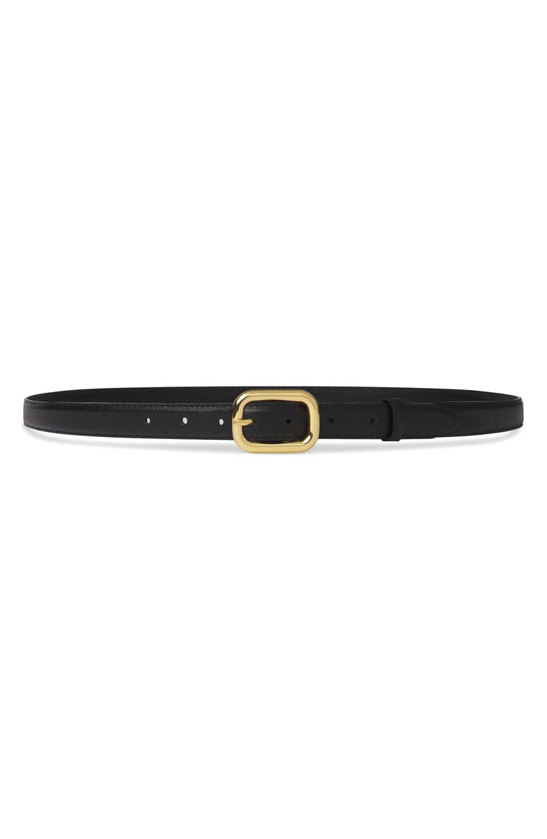 FRAME The Rounded Buckle Leather Belt, Main, color, Black