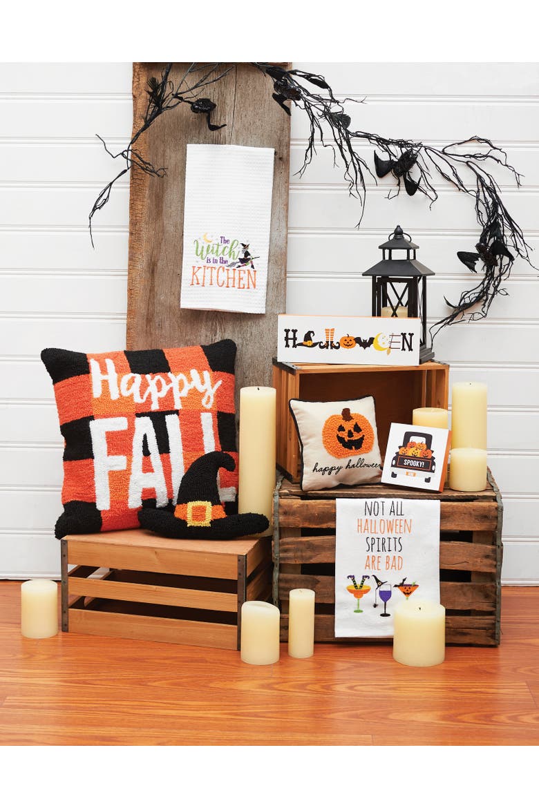 Witch Is In The Kitchen Halloween Cotton Embroidered Waffle Weave Kitchen Towel, Alternate, color, White