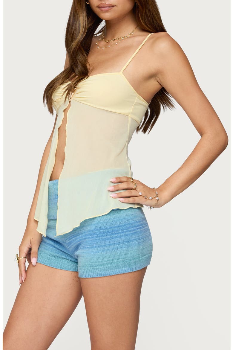 Reeve Split Front Sheer Mesh Top, Alternate, color, YELLOW