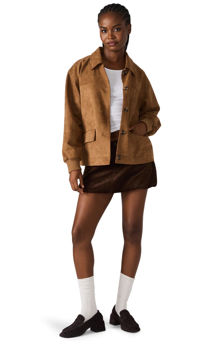 Steve Madden Faux Suede Jacket, Alternate, color, Toast