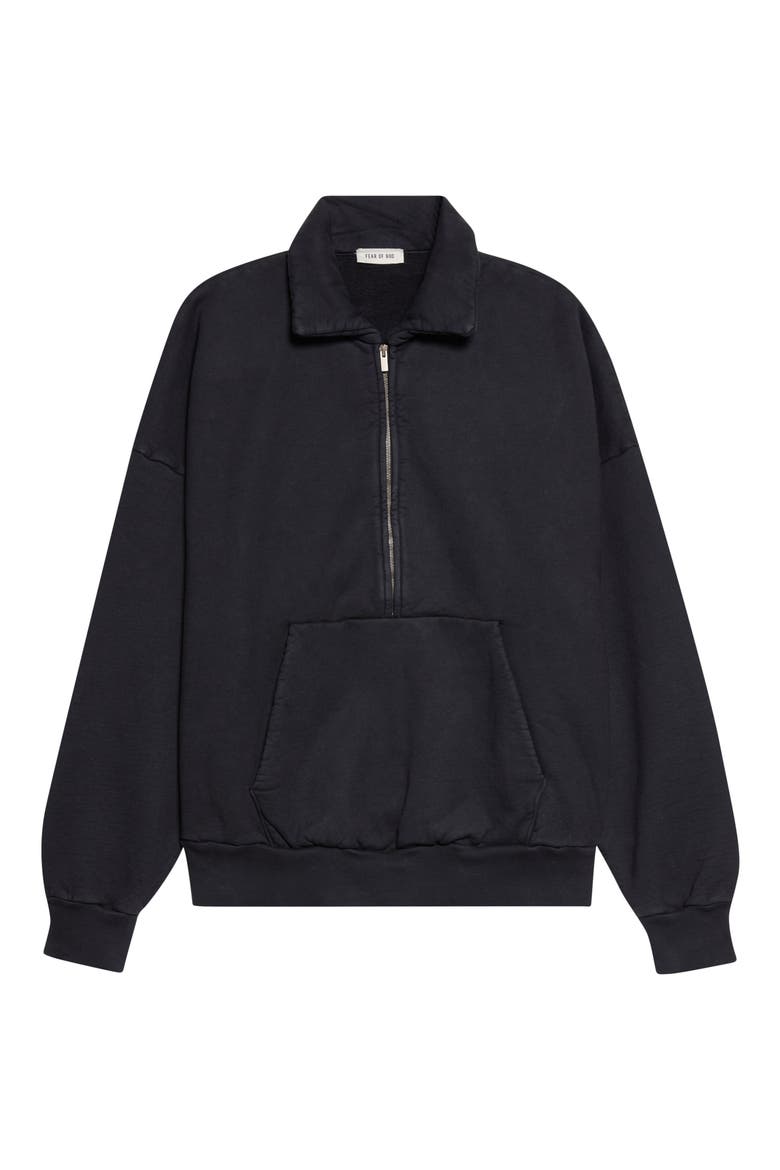 Cotton Half Zip Pullover, Alternate, color, BLACK