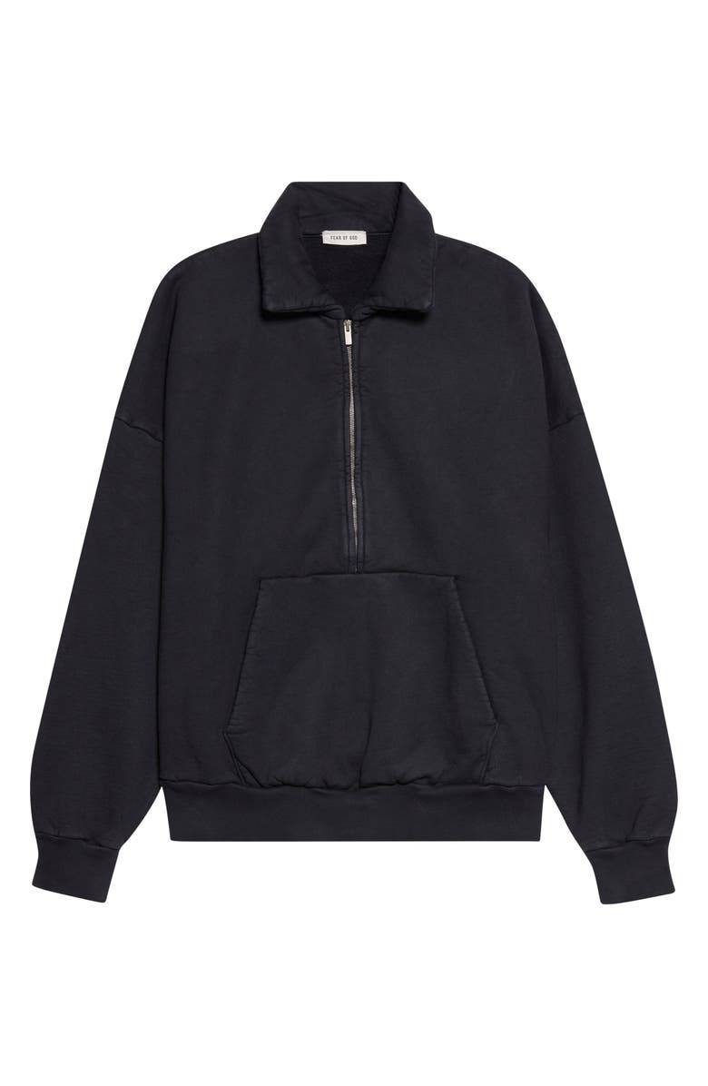 Fear of God Cotton Half Zip Pullover, Alternate, color, Black