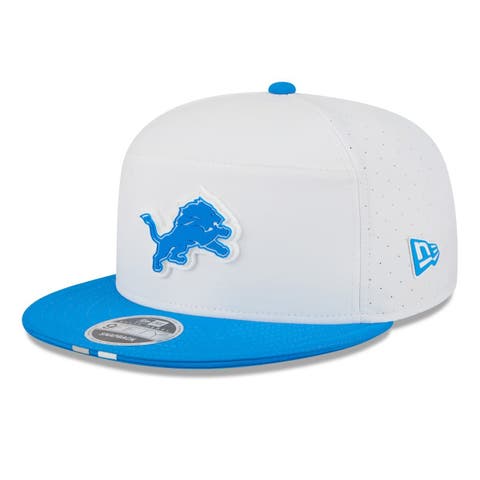 Men's New Era  White/Blue Detroit Lions 2025 NFL Training Camp Split Panel 9FIFTY Snapback Hat