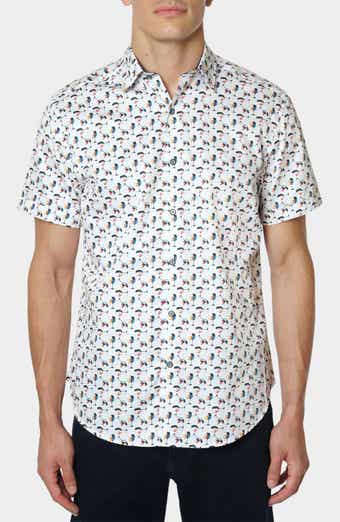 Robert Graham Wine Glass Print Cotton Short Sleeve Button-Up Shirt