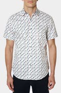 Robert Graham Wine Glass Print Cotton Short Sleeve Button-Up Shirt