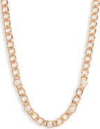 Nordstrom Imitation Pearl Accent Curb Chain Necklace