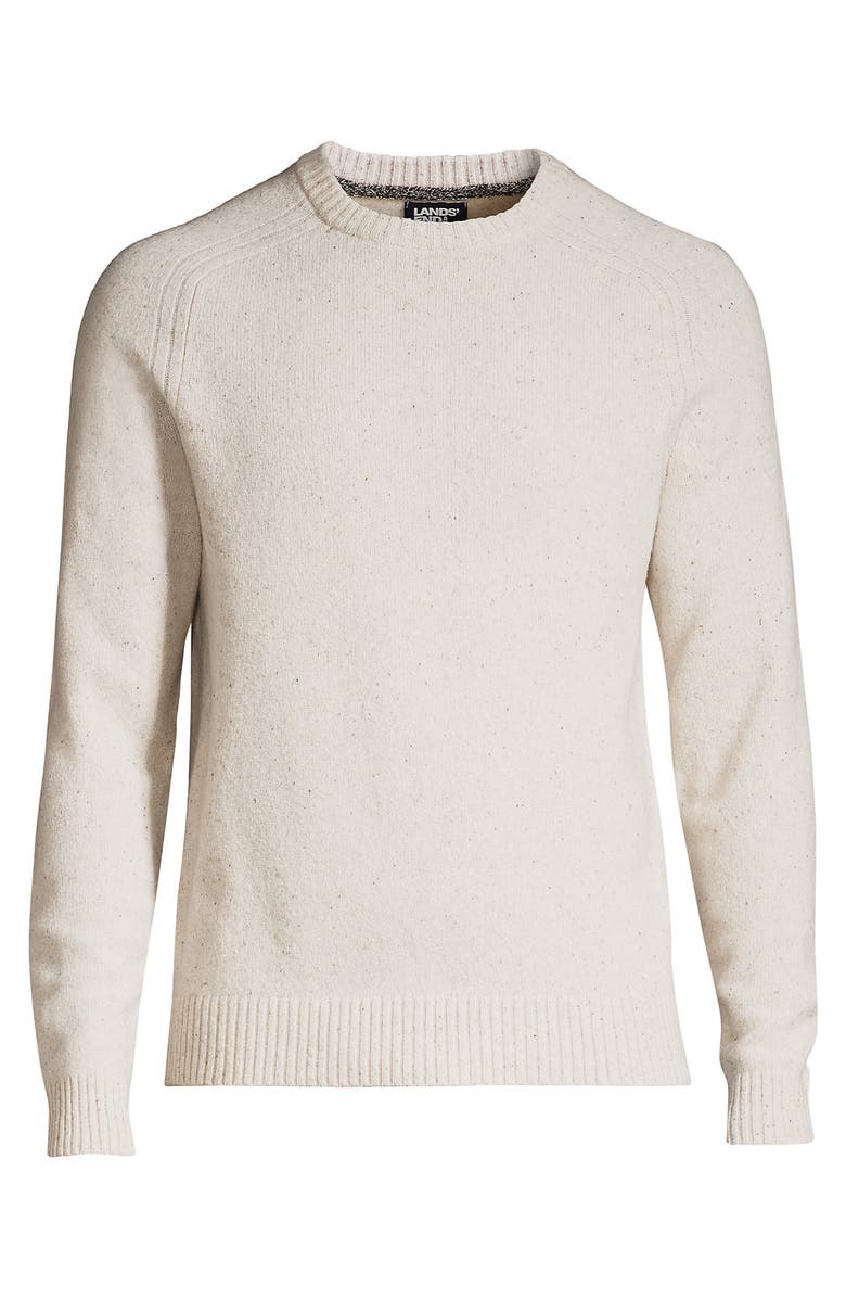 Lands' End Long Sleeve Lambswool Crewneck Sweater, Alternate, color, Light Stone Fleck