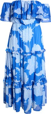 SUGARLIPS Seabloom Floral Gauri Off the Shoulder Maxi Dress