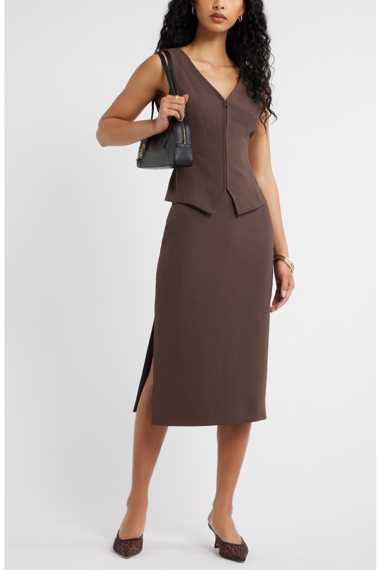 Curator Crepe Sleeveless Top, Alternate, color, BROWN SEAL