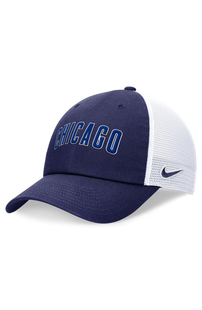 Nike Men's Nike Royal Chicago Cubs Evergreen Wordmark Trucker Adjustable Hat, Main, color, Royal