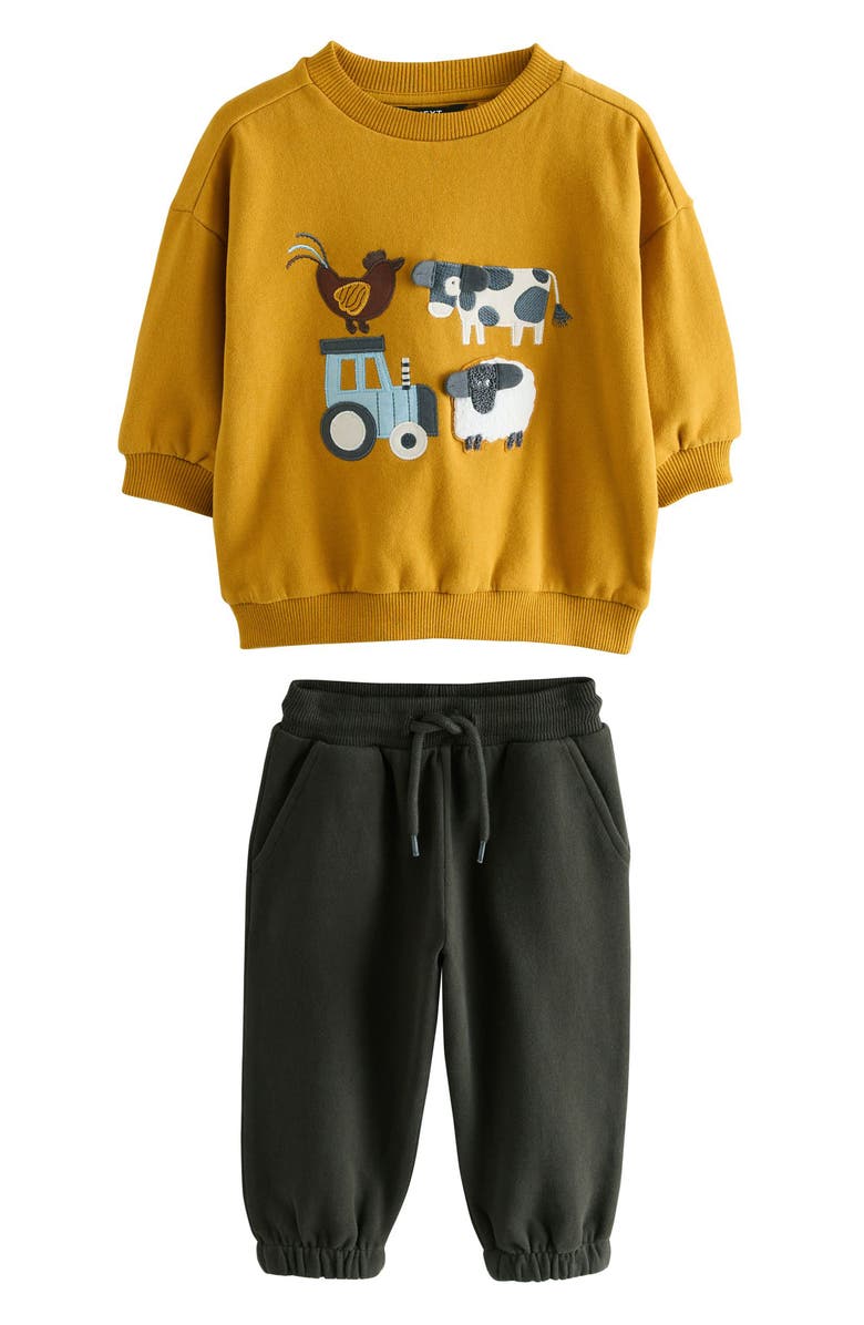 NEXT Kids' Farmyard Sweatshirt & Joggers Set, Main, color, Yellow