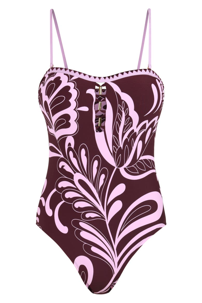 Fiji Bandeau One-Piece Swimsuit, Alternate, color, DARK CHERRY