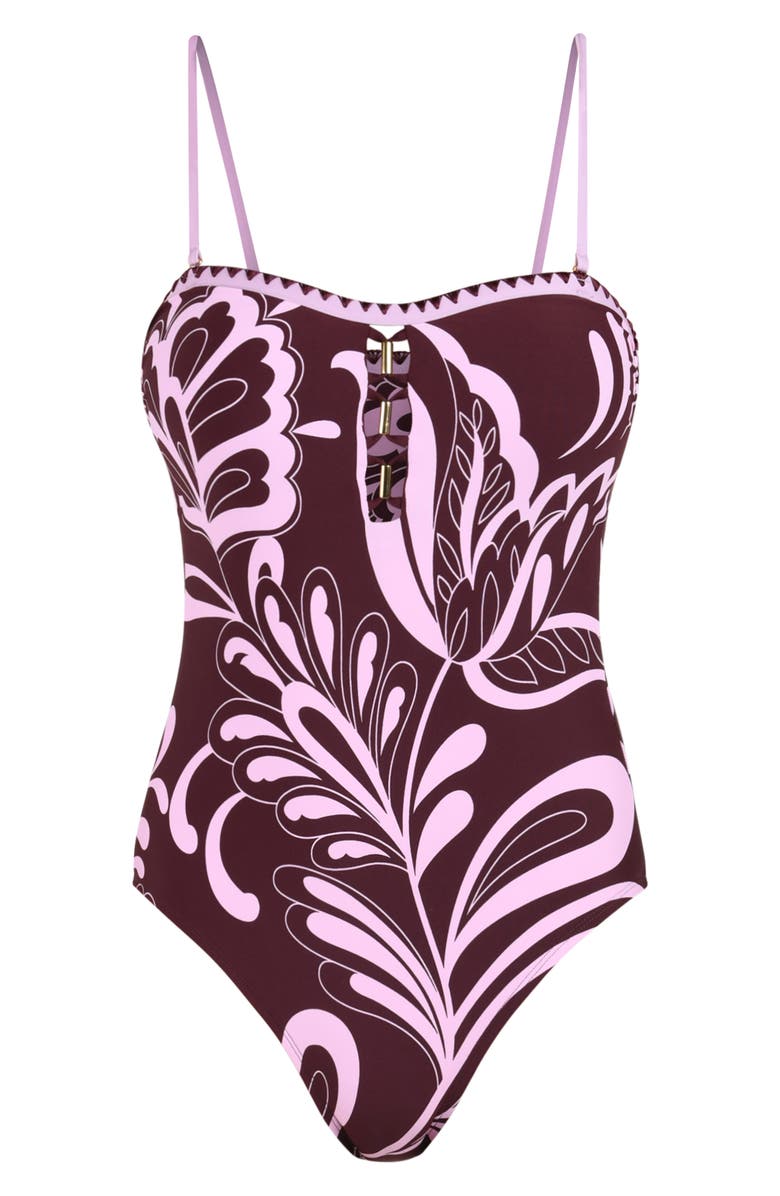 La Blanca Fiji Bandeau One-Piece Swimsuit, Alternate, color, Dark Cherry
