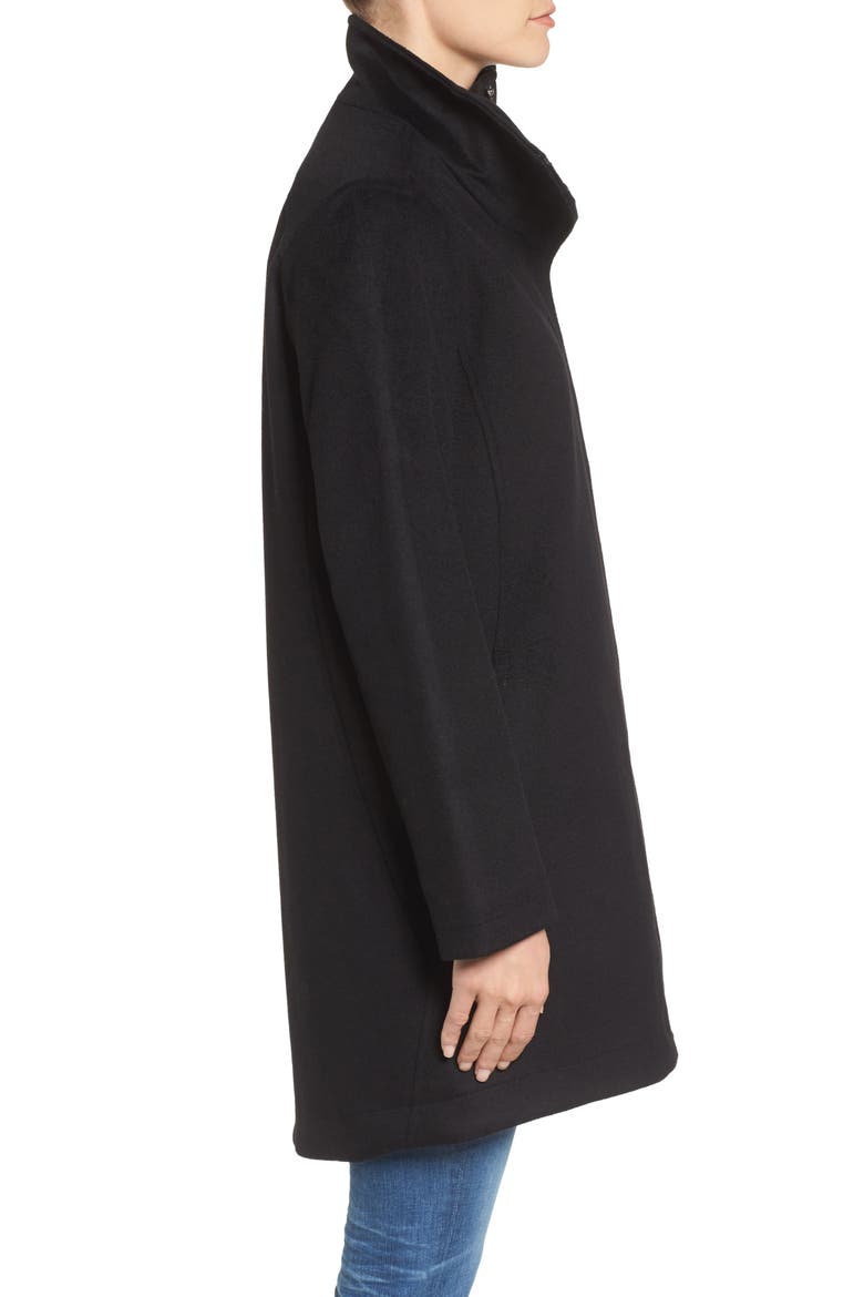 Campbell Waterproof Boiled Wool Coat, Alternate, color, BLACK