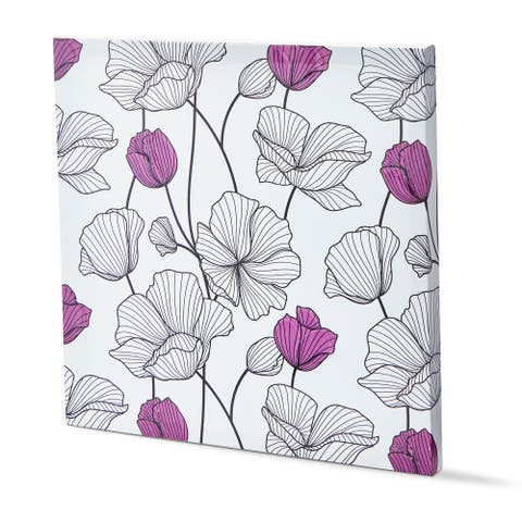 Poppy Flower Wall Art Black Multi Polyester Everyday