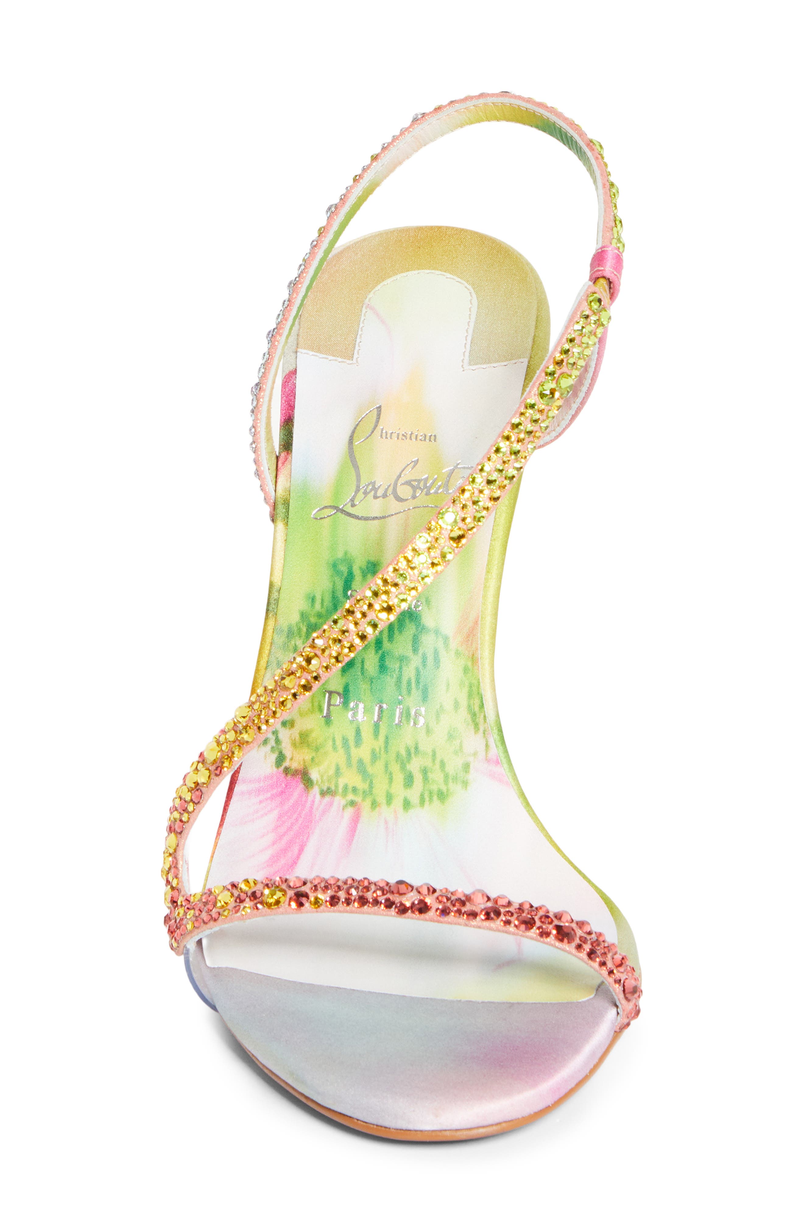 Christian Louboutin Rosa Z Crystal Embellished Slingback Sandal, Alternate, color, Yellow Multi