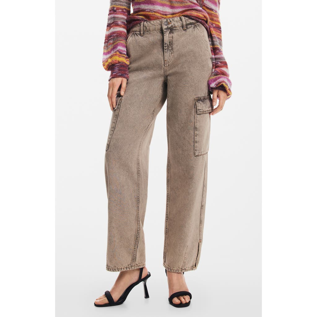 Desigual Casandr Straight Leg Denim Cargo Jeans in Black