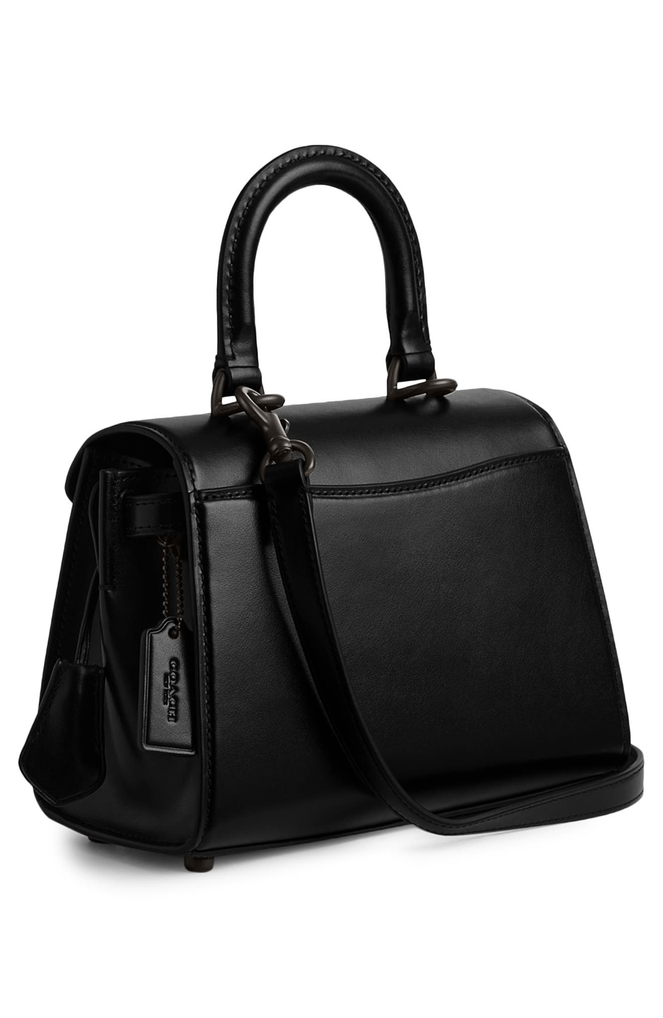COACH Black Collection Luxe Leather Top Handle Bag, Alternate, color, 