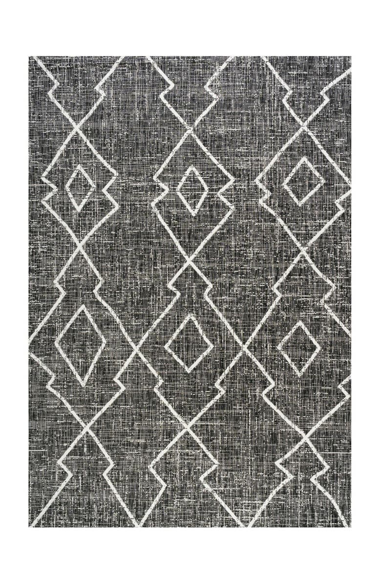 JONATHAN Y Carwa  Diamond Trellis Indoor/Outdoor Area Rug, Main, color, Black/Ivory