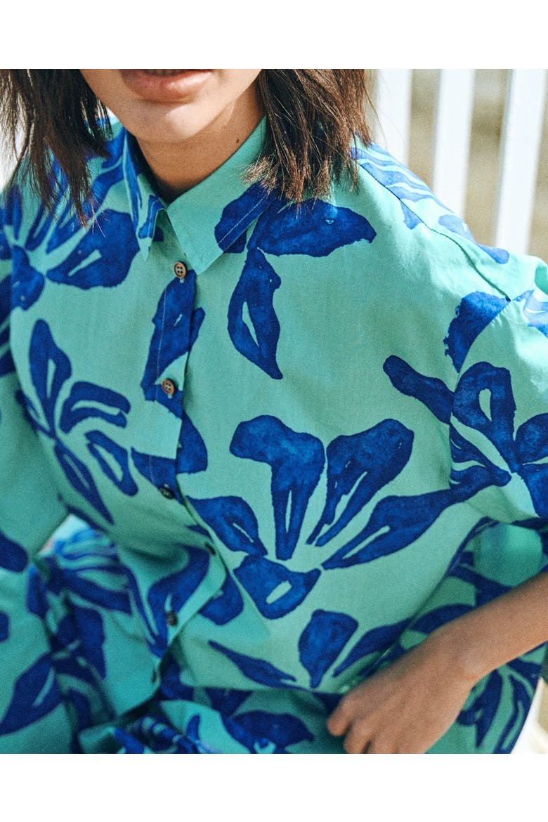 "Tropical Bliss" Oversized Hawaii Shirt, Alternate, color, Ocean Blue