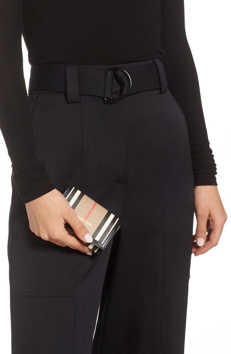 Burberry Lark Icon Stripe Trifold Leather Wallet, Alternate, color, 