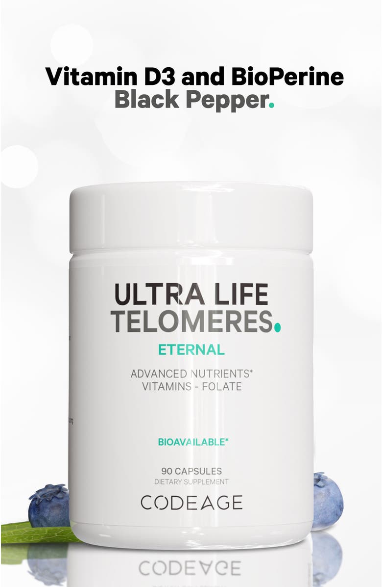 Codeage Ultra Life Telomeres - Folate 5-MTHF, D3 & B12 Supplement, Alternate, color, White