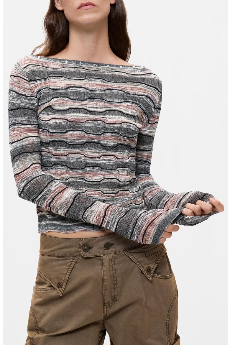 Wavy Stripe Sweatshirt, Main, color, DARK GREY