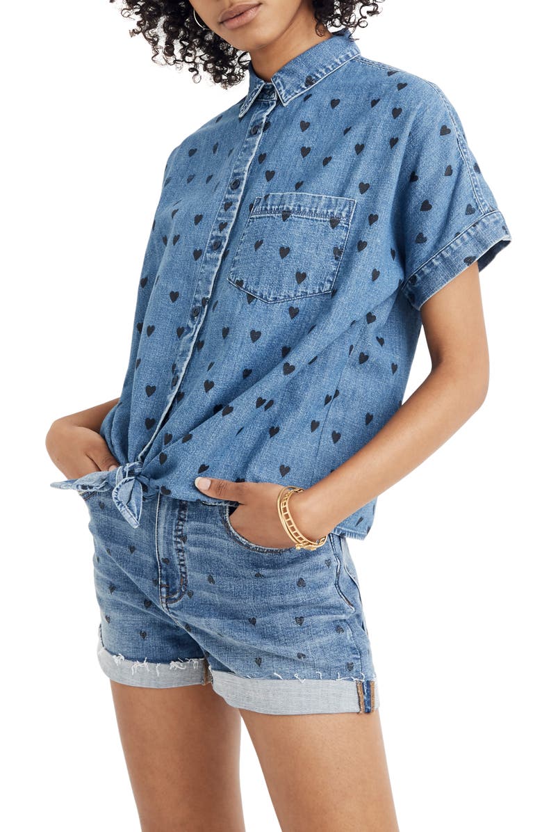 Madewell Tie-Front Denim Shirt, Main, color, 