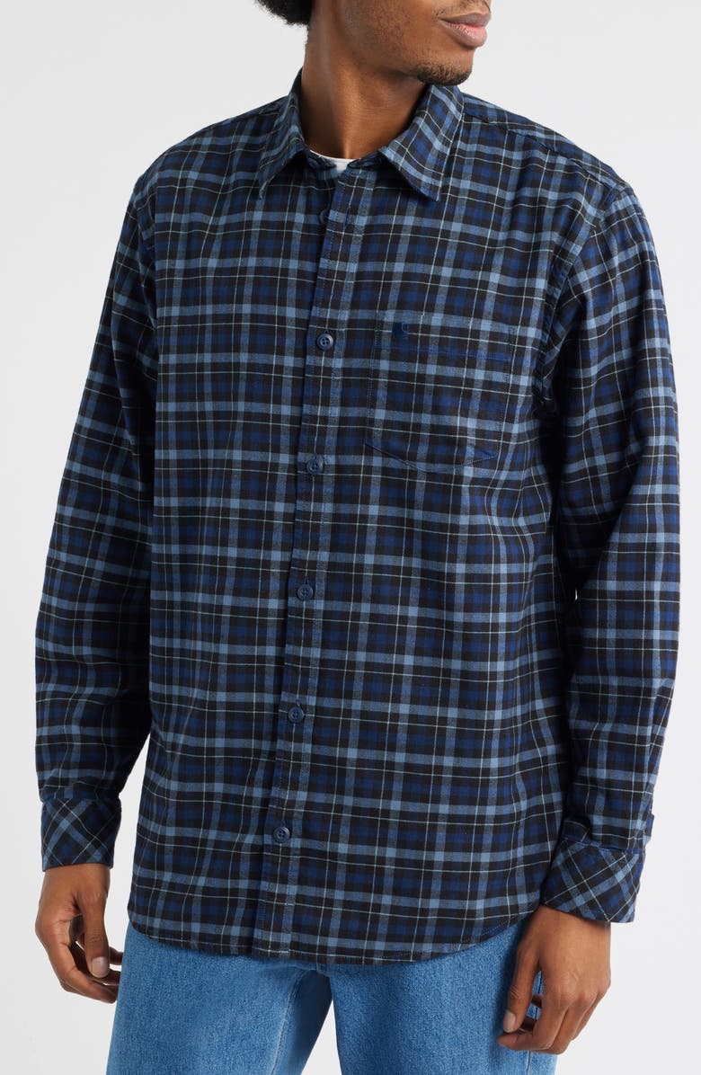 Carhartt Work In Progress Widmark Plaid Flannel Button-Up Shirt, Alternate, color, Blue Multi