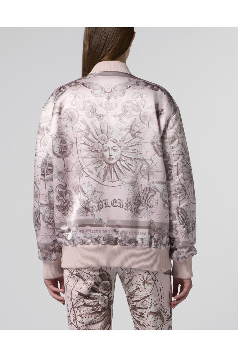 Oversized Satin Bomber Butterfly Tattoo Women, Alternate, color, rose/pink