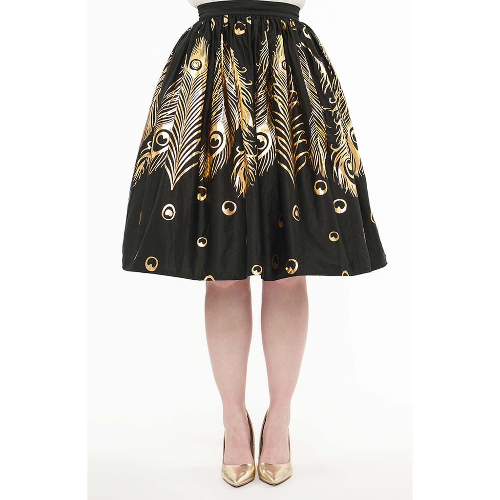 UNIQUE VINTAGE UNIQUE VINTAGE PRINTED WOVEN GELLAR SWING SKIRT