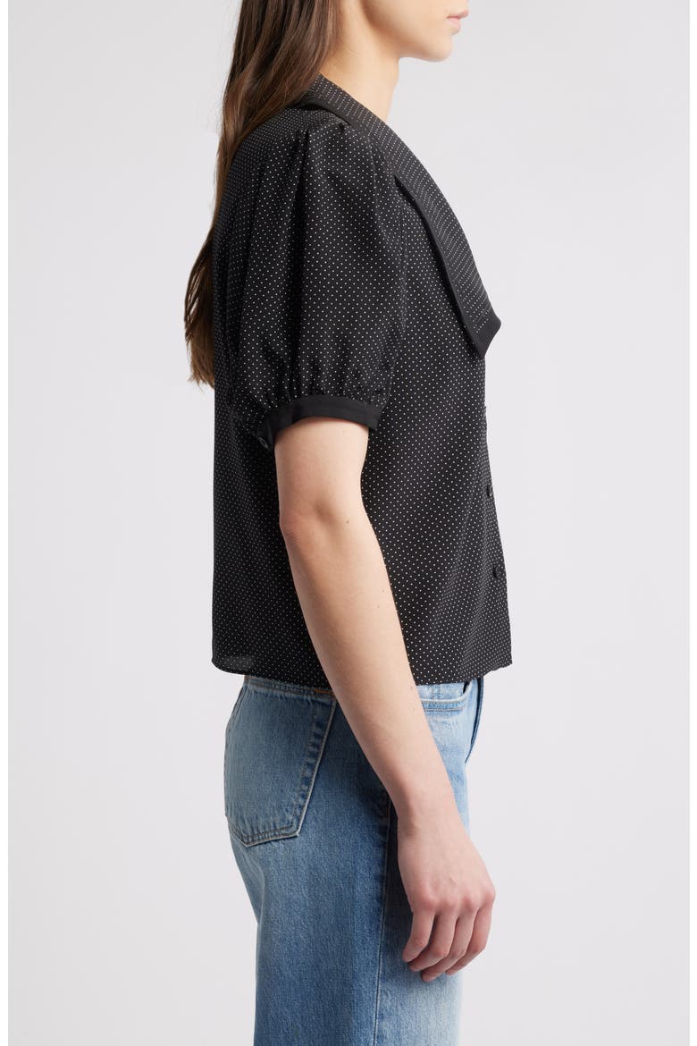 Silk Sailor Button-Up Top, Alternate, color, BLACK MULTI