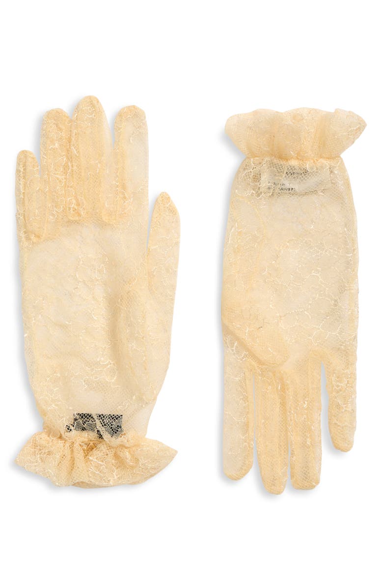 Valentino Garavani VLOGO Signature Lace Gloves, Main, color, Burro/ Oro