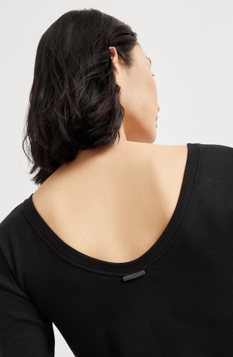 Brunello Cucinelli Ribbed jersey T-shirt, Alternate, color, Black