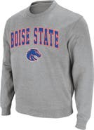 COLOSSEUM Men's Colosseum Heather Gray Boise State Broncos Arch & Logo Crew Neck Sweatshirt