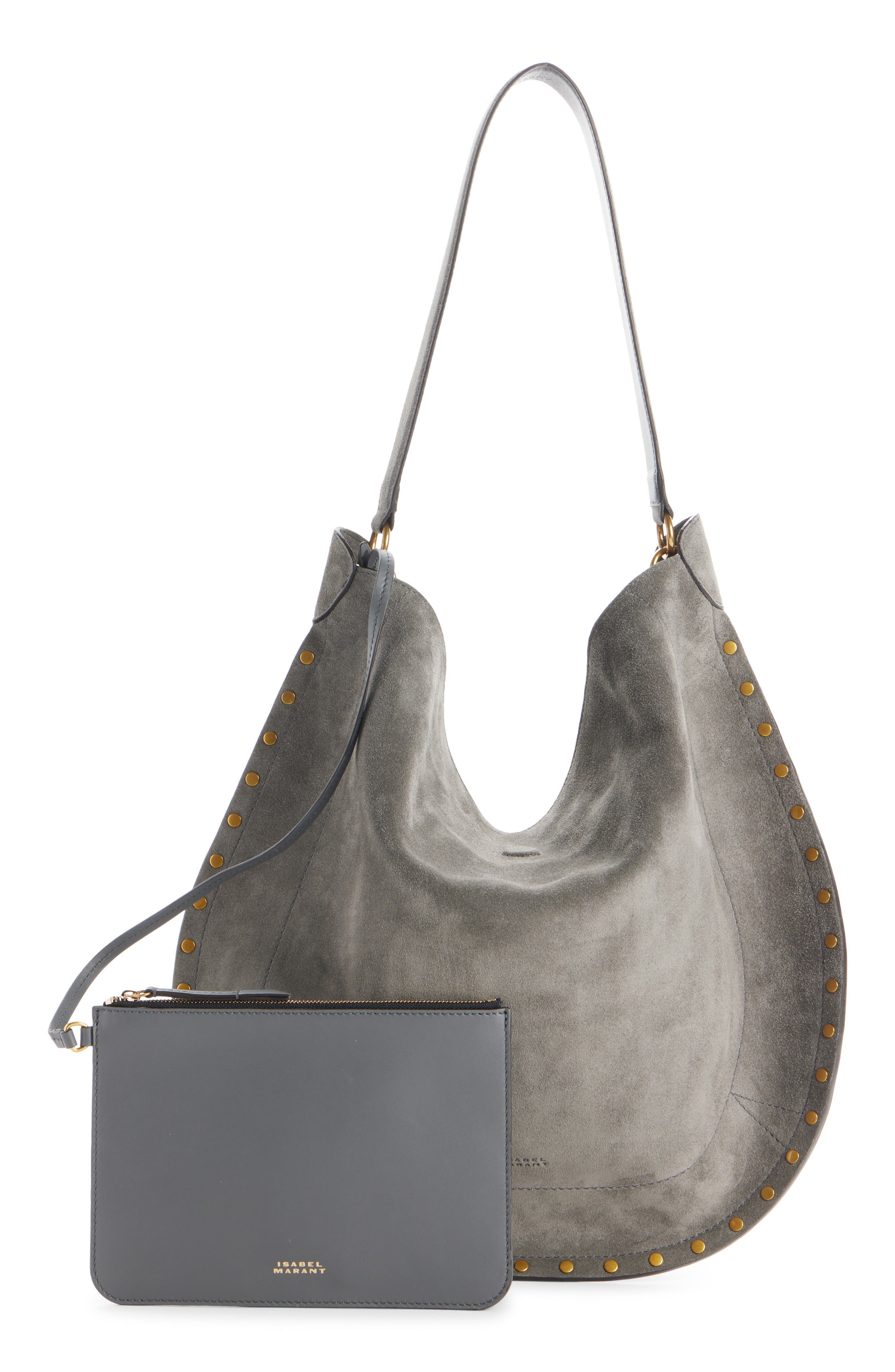 Isabel Marant Oskan Suede Hobo Bag, Alternate, color, Stone