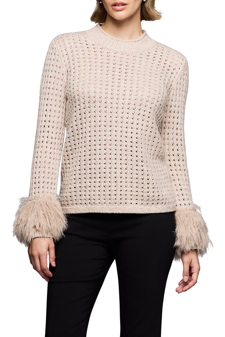 Party Cuff Pointelle Sweater, Main, color, CREAM MULTI
