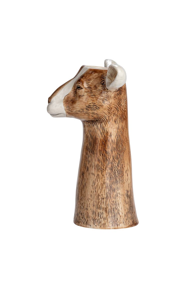 Stoneware Goat Vase, Alternate, color, Brown