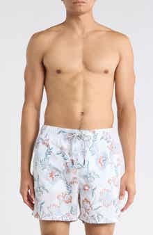 Vintage Summer Ponji Print Volley Swim Trunks