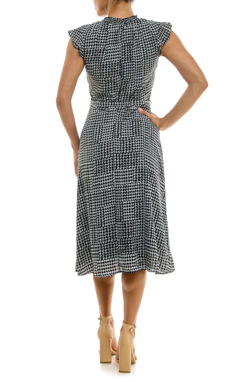Nina Leonard Smock Chiffon Midi Dress In Gray
