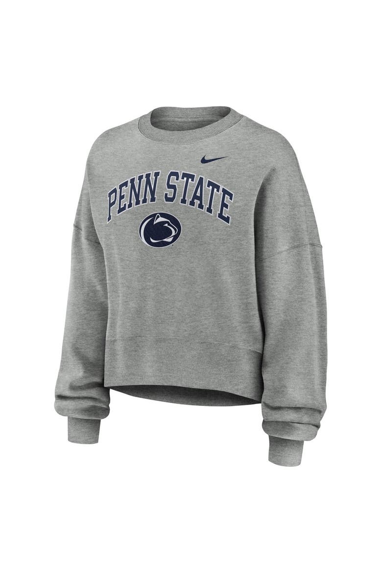Women's Nike Heather Gray Penn State Nittany Lions Oversized Phoenix Arch Pullover Sweatshirt, Alternate, color, Heather Gray