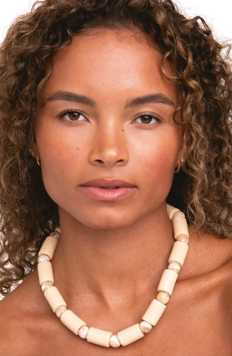 Her New Tribe Bead Five Sundry Necklace, Alternate, color, Crepe & Conch Mother Of Pearl