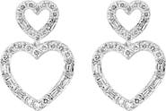 EFFY 14K White Gold Diamond Open Heart Drop Earrings