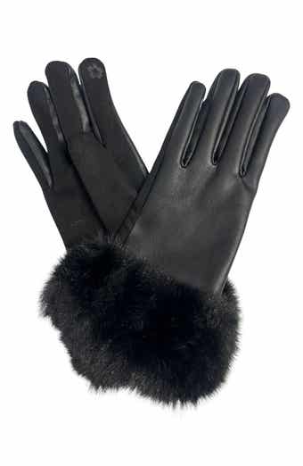 MARCUS ADLER Faux Leather Gloves with Faux Fur Cuff