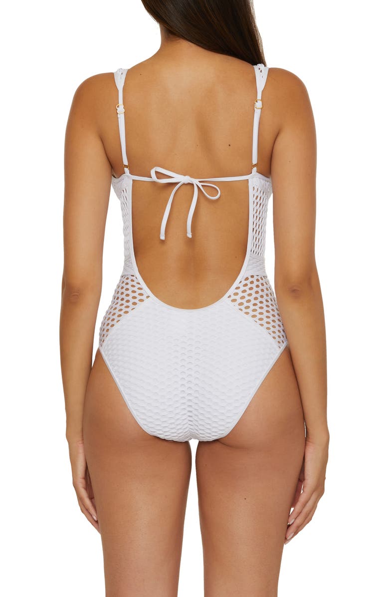 Becca Castaway Plunge One-Piece Swimsuit, Alternate, color, White